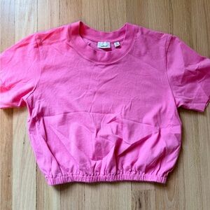 Wilfred Pink bubble hem crop tshirt